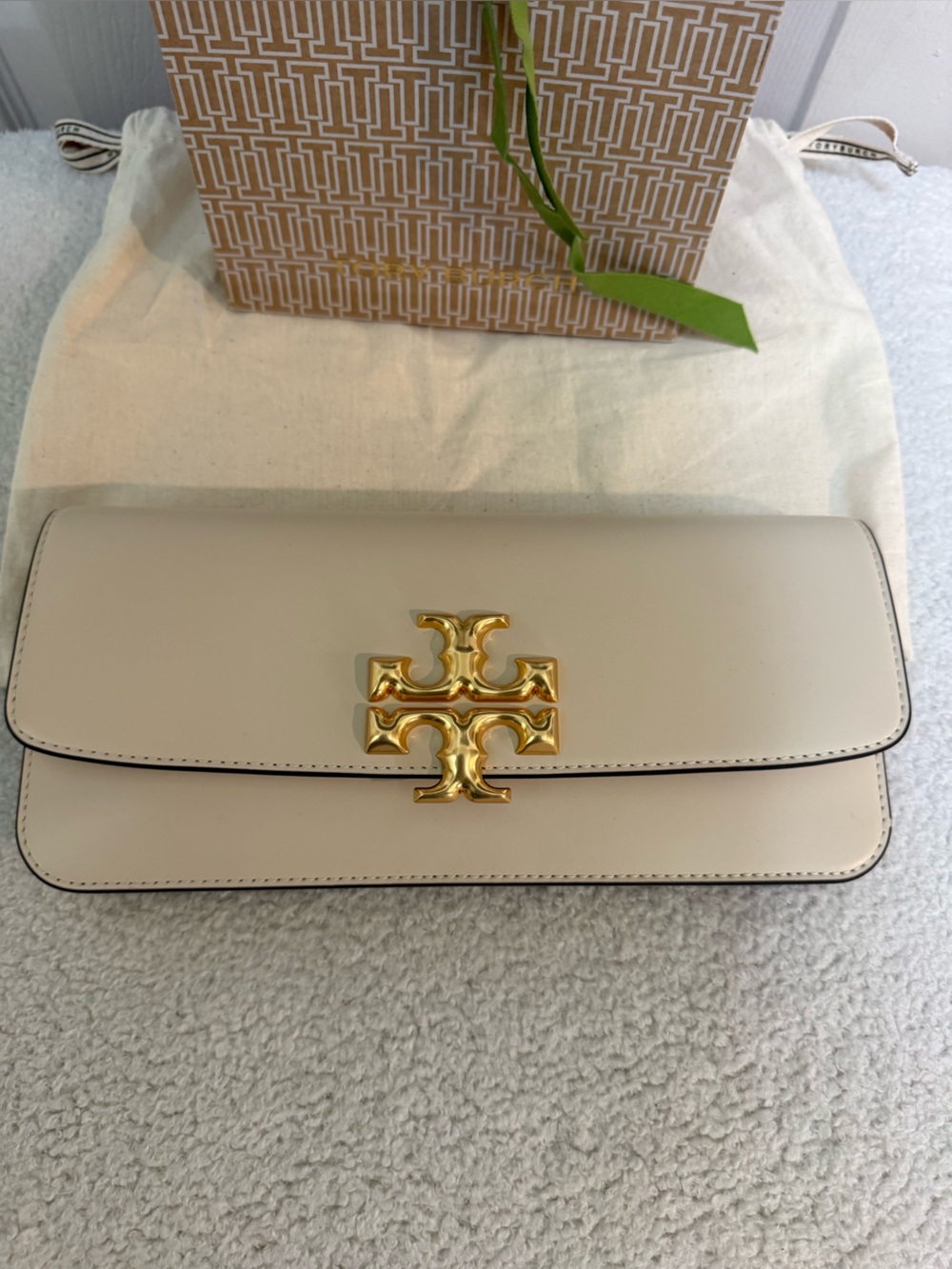 Tory Burch Elenore Clutch with Gold Logo Detail